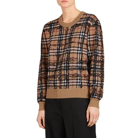 burberry scribble sweater|burberry cashmere check sweater.